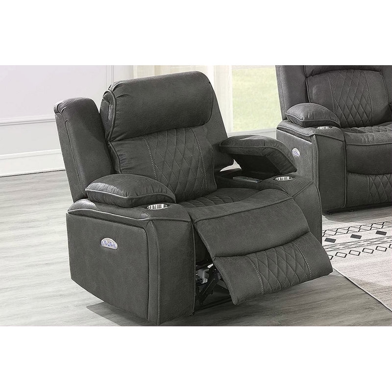 Power Motion Recliner Chair 1Pc Chair Contemporary Brown Color Gel Leatherette Storage Arms W Cup Holder Living Room Furniture