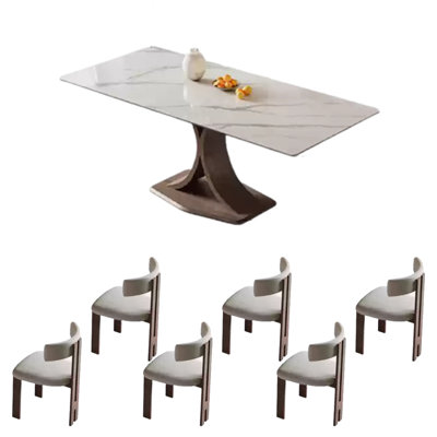 Rectangle sintered stone simple dining table set