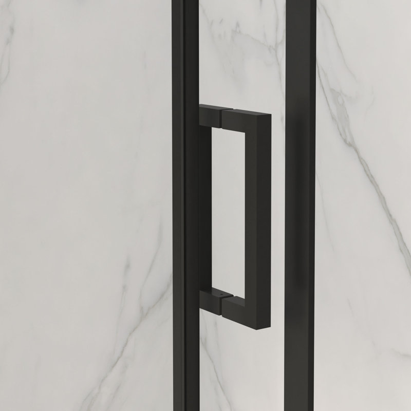 Porte de douche coulissante sans cadre l 56 à 60 po x H 72 po, verre trempé clair de 5/16 po (8 mm) de large épaisseur, couche facile à nettoyer, avec tampon