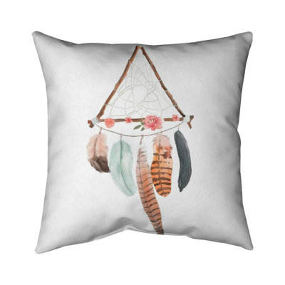 Triangular dream catcher - 18"x18" Throw pillow cover - Poly twill - Print on demand