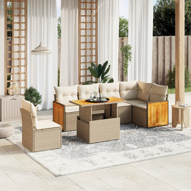 Ensemble de canapé de jardin Vidaxl beige et blanc crème