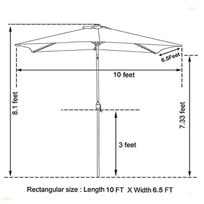 Parasol rectangulaire imperméable et lampes solaires, Bleu marine