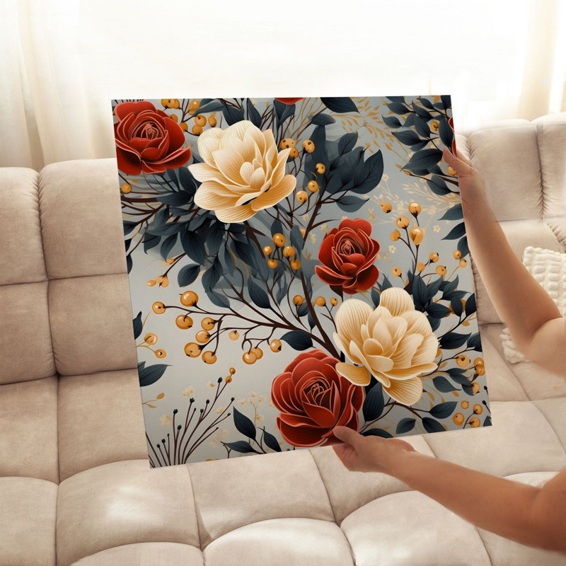 «Floral Rose Flowers», reproduction d'art non encadrée