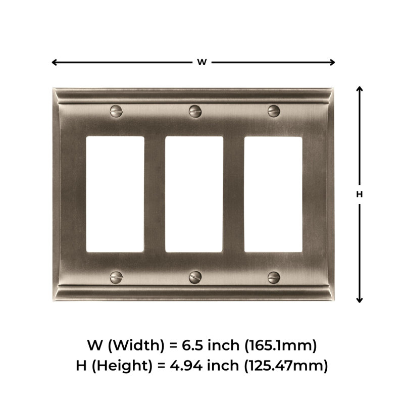 Candler 3-Gang Rocker Wall Plate, Satin Nickel