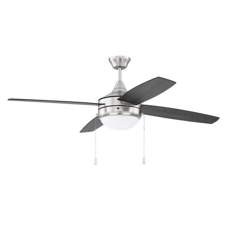 52'' Brushed Nickel Ceiling Fan with LED Light and Greywood Blades
