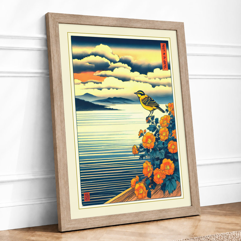 Coastal Flowers At Rest Japandi - Print, A2 - 59.4 x 42.0 cm, Oak