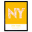 New York NYC United States City Map Yellow 1 Piece Single Picture Frame Wall Art