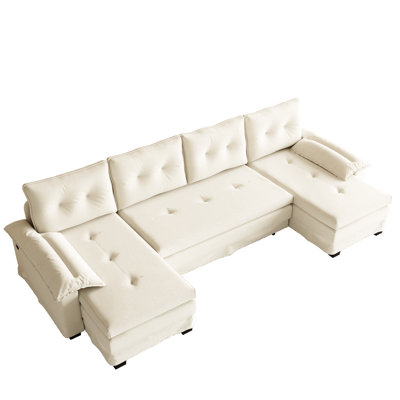 Sleeper Sectionals, 109.5 Inch Chenille Modern U Shaped Sofa For Home