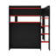 Lit mezzanine double avec bureau à hauteur réglable, garde-robe et lumière RVB-118612922