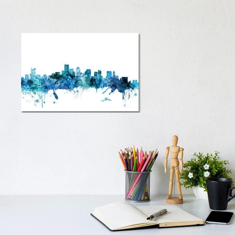 Boston, Massachusetts Skyline by Michael Tompsett - Wrapped Canvas Painting, 20.32 cm H x 30.48 cm W