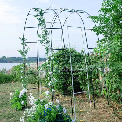 Metal Plants Support Adjustable Garden Arch Trellis 94"H X 55"W Wedding Decor 19Mm Thickened Pipe Garden Arbor Trellis, Black