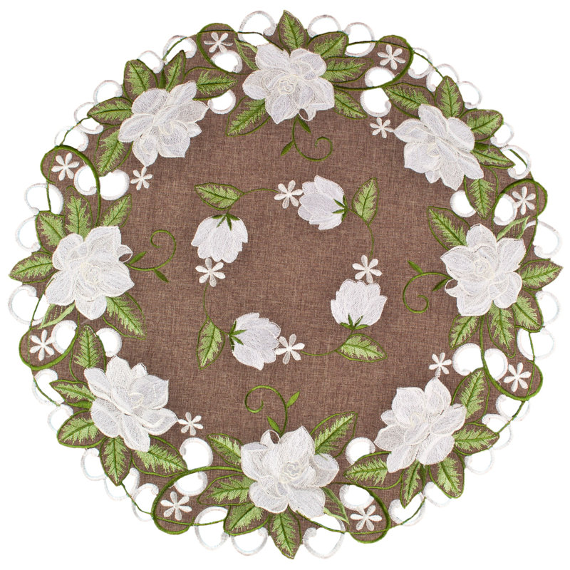 Magnolia on Brown Table Topper (23" Round)