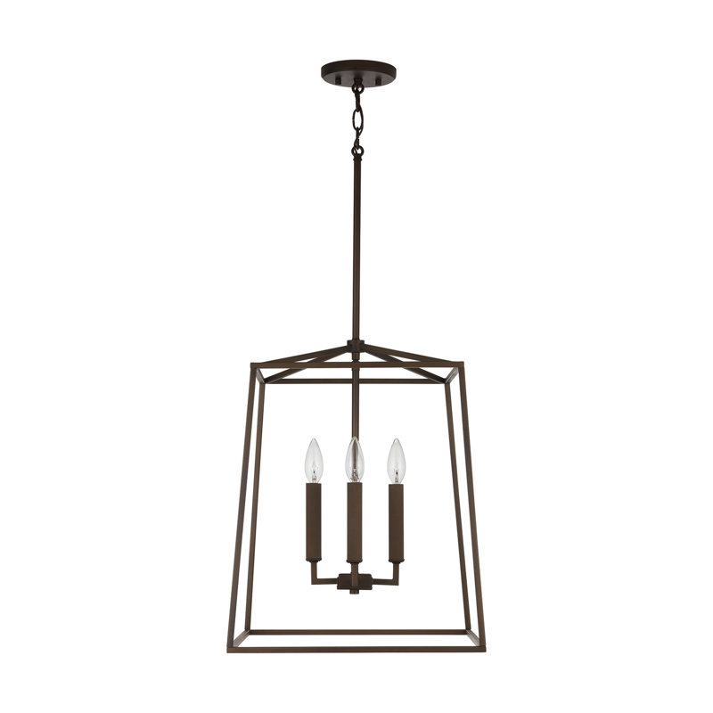 Lustre géométrique à 4 lumières Thea, Bronze huilé, H 26,75 po x l 16 po x P 16 po