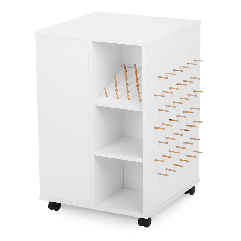 White 4-Sided Craft Storage Cube with Casters