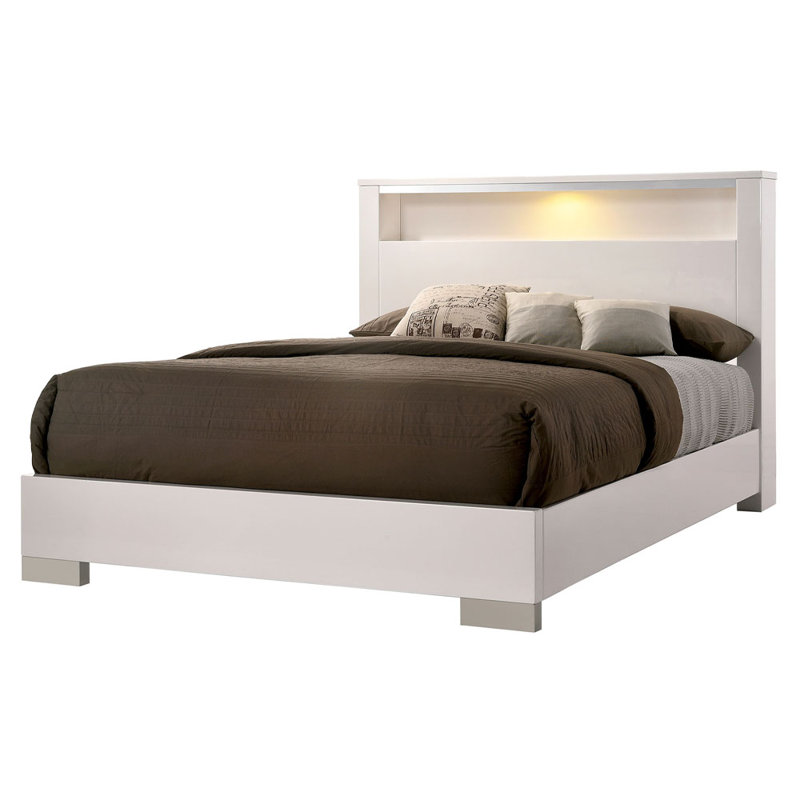 Lit plateforme avec rangement Sim, Blanc
