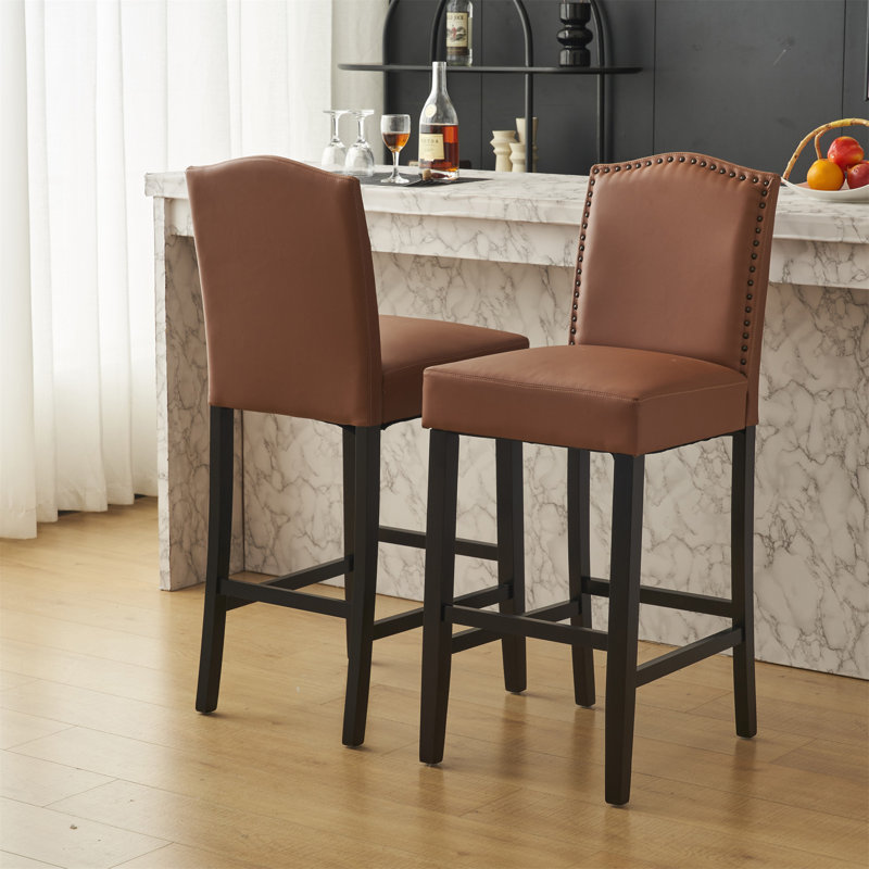 Ensemble de 2 tabourets de bar seulement, sans les tables, Brun