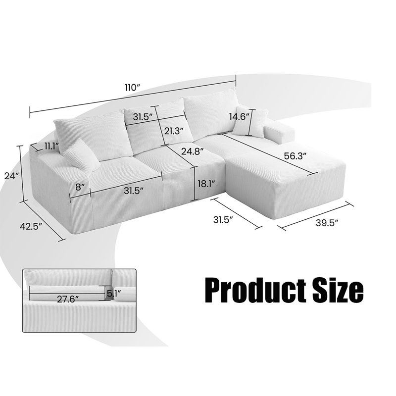 L-shaped Sectional Sofa, Gray