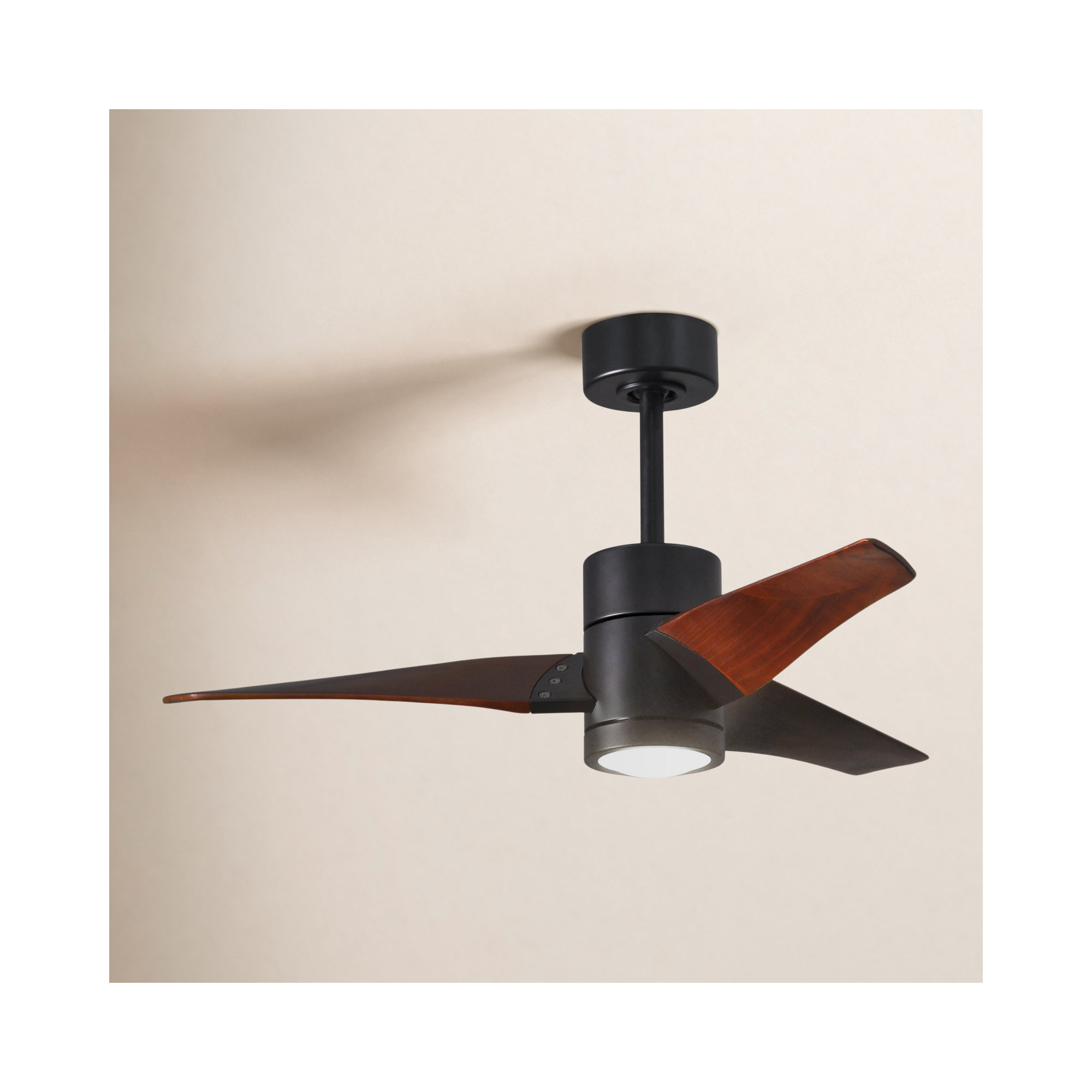 3 Blade Ceiling Fan with LED Light Kit, Matte Black/Barn Wood, Walnut Tone, 42"