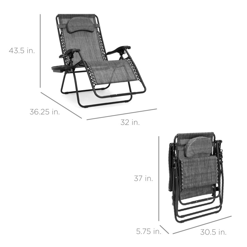 Dannunzio Folding Zero Gravity Chair, Gray
