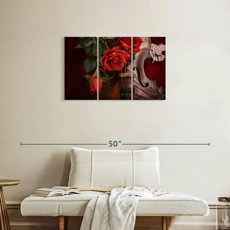 Abarca roses et violon, H 20 po x l 33 po