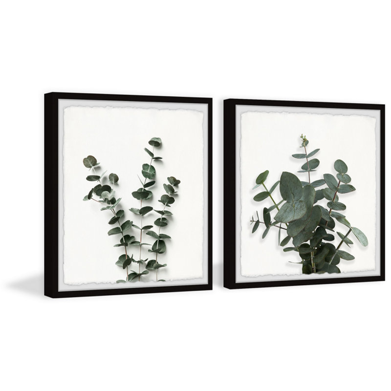 Jalia Eucalyptus Leaves - 2 Piece Single Picture Frame Painting Set, 61cm H x 61cm W x 3.81cm D