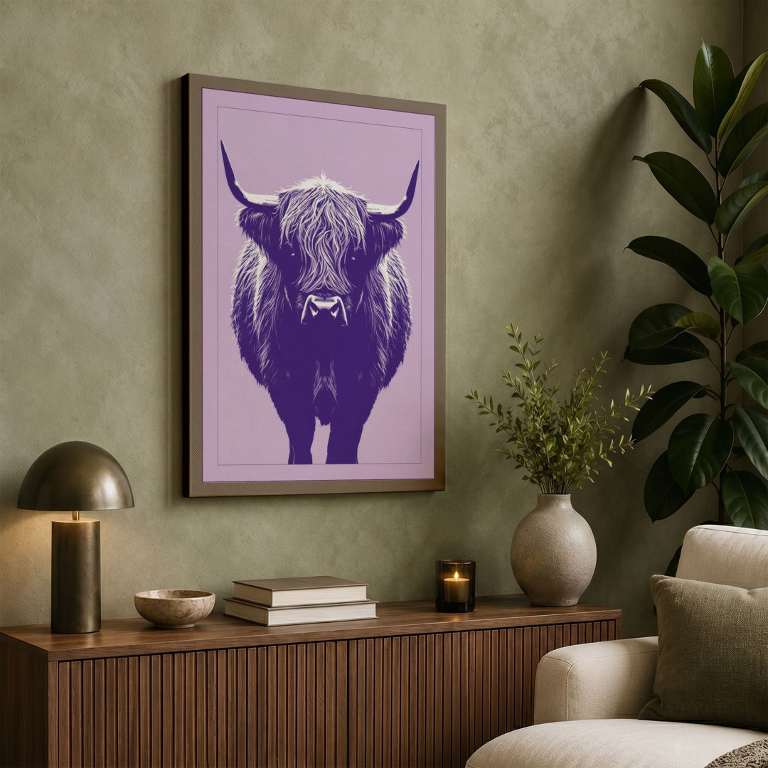 Highland Cattle Portrait Modern - Wrapped Canvas