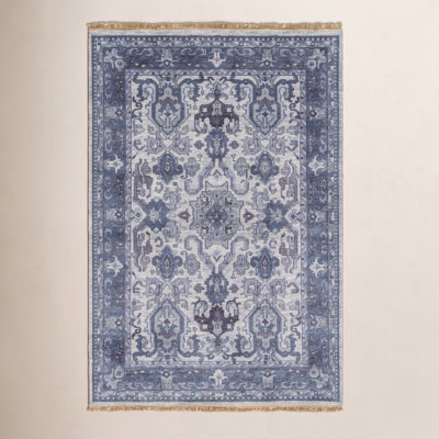 Mulane Navy Hand-Knotted Oriental Wool Rug
