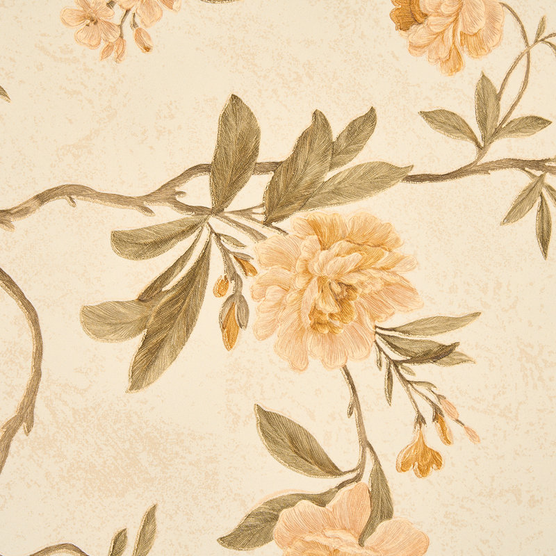 Non-Pasted Non-Woven 3D Embossed Wallpaper Roll, Yellow