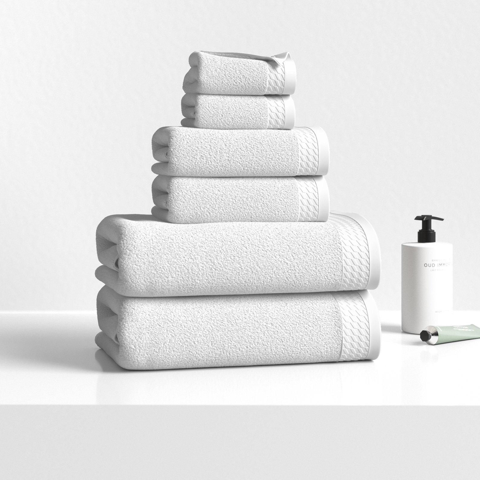 Prague 6-Piece Cotton Towel Set, White