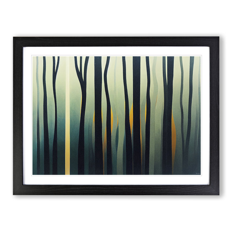 Abstract Forest View - Single Picture Frame Print, Black, 46cm H x 64cm W x 2cm D