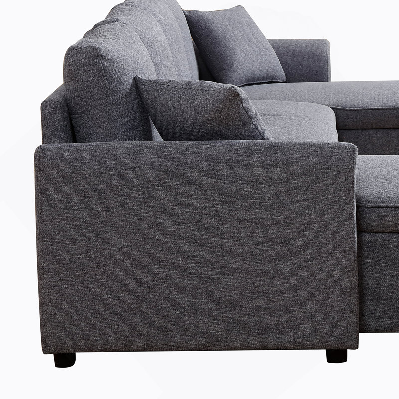 Artemax  U-Shape Pull-out Sleeper Sectional Sofa with Double Storage Spaces ,Dark gray