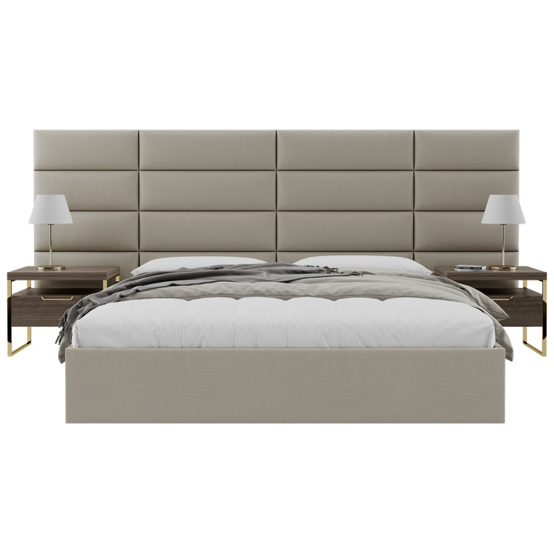 Sapan Upholstered Headboard, King, Velvet Micro Fiber Sand Storm