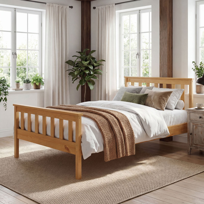 Clerise Twin Bed Frame with Headboard & Footboard,13 Wood Slats Support Wooden Platform, No Box Spring Needed, Easy Assembly, Farmhouse Style for Single Kids Room (38x75)