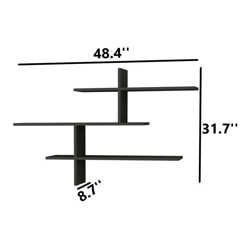 Tablette murale flottante 3 niveaux, Anthracite