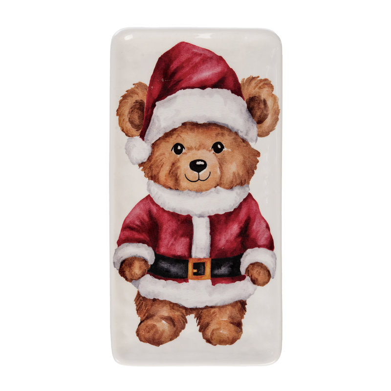 Ceramic Beary Platter, Serving Platter, Red, Ceramic, Tabletop, Kitchen, Christmas
