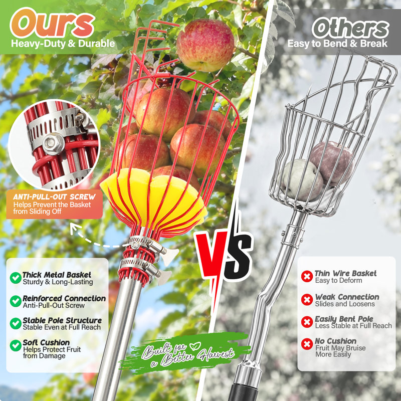 Fruit Picker Tool with Basket 9FT, 9FT
