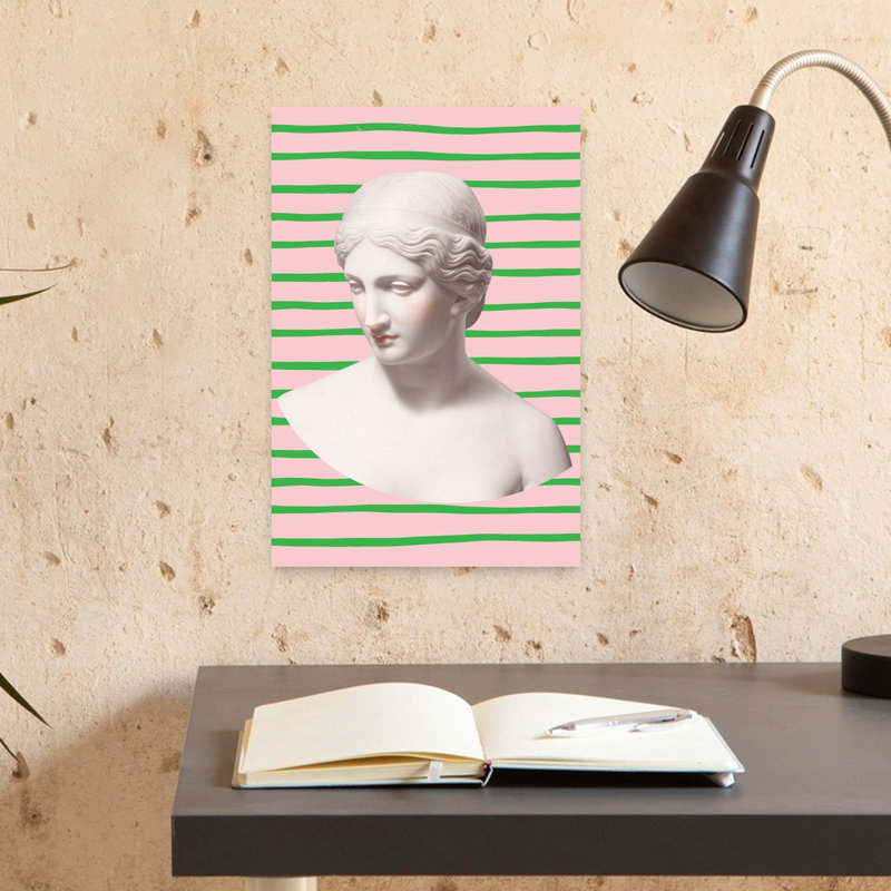 Greek Goddess Modern Stripes Contemporary Modern Serene Portrait Architecture Wall Art Print 1 Piece Wrapped Canvas Wall Art