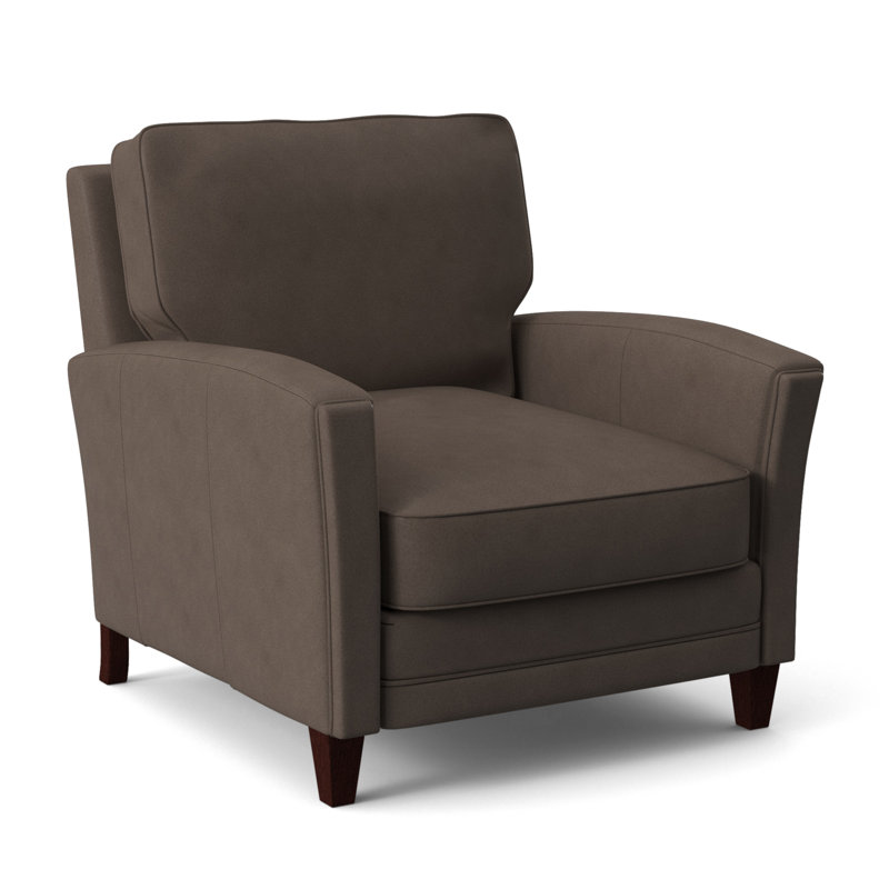Zion Armchair, Mahogany, Aline Light Gray Stonewash Genuine Leather