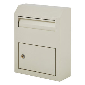Boîte aux lettres à clé | Boîte de dépôt murale verrouillable et clé de sécurité verrouillable | Boîte de collection pour colis / lettres 12 po x 4,5 po x 15 po, blanc