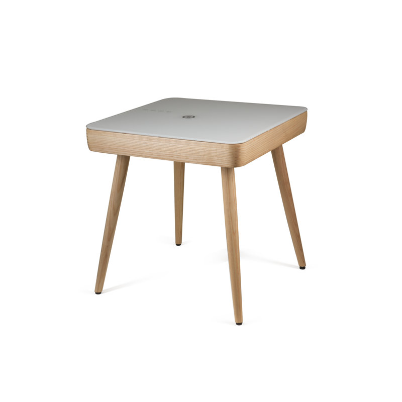 Glass Top End Table with Built-In Outlets