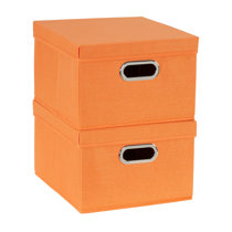 Retro Stackable Storage Boxes, Bevelled, Small, Orange - STAQBOX