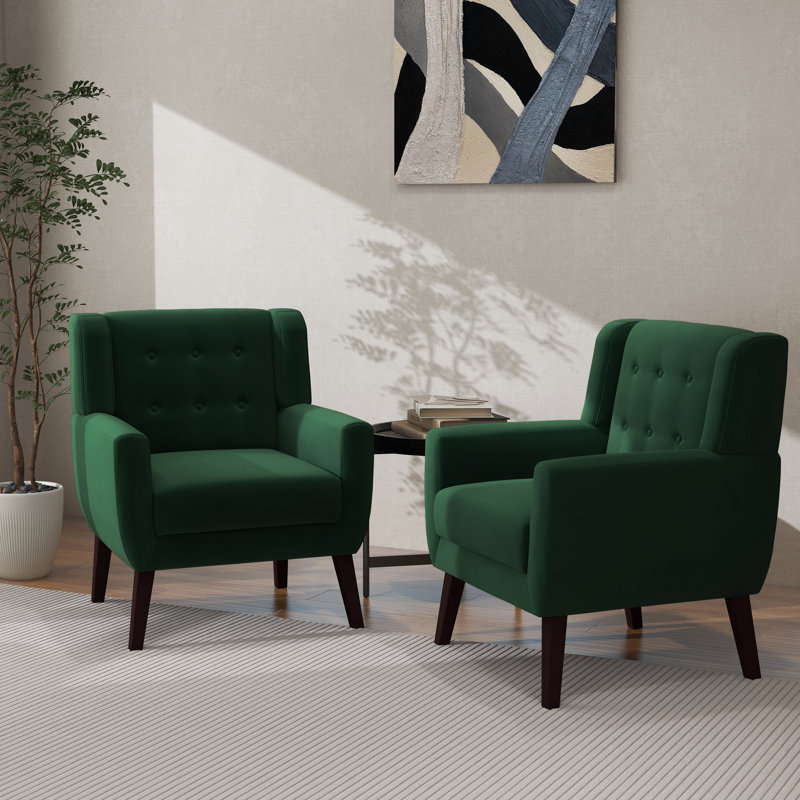 Jaqueze 73.4 Cm Wide Cotton Armchair, Retro Green Velvet