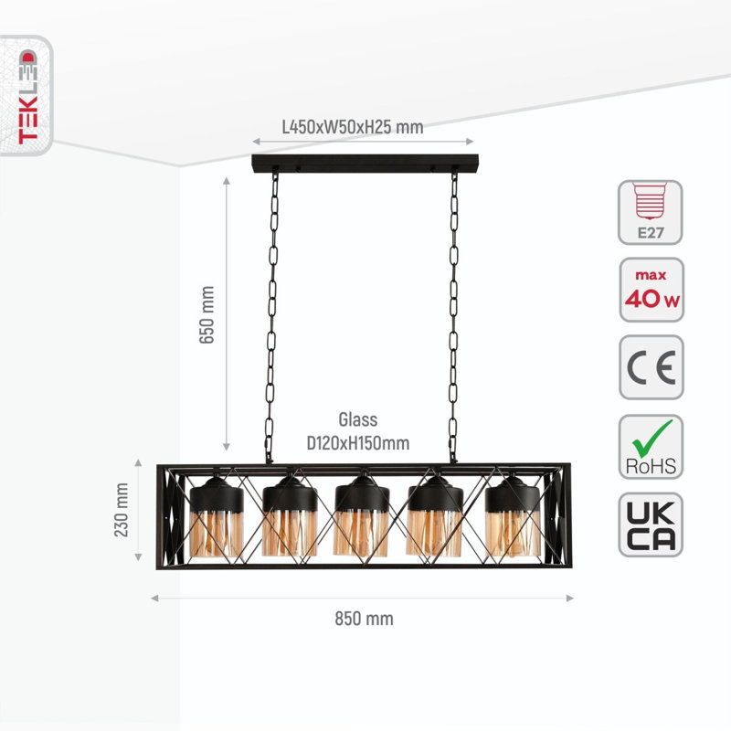 5 - Light Kitchen Island Chandelier