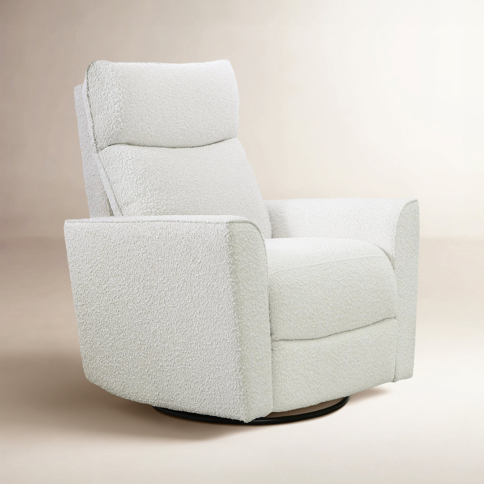 Soho Swivel Glider, White Boucle
