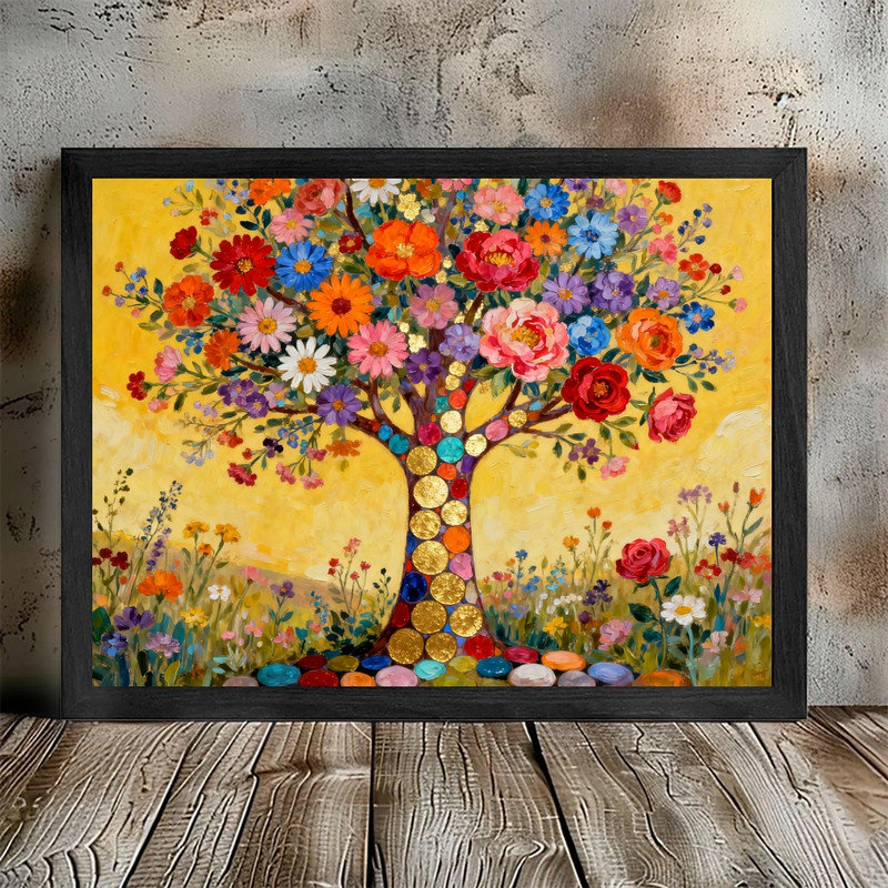 «Black», art floral inspiré de Gustav Klimt, impression bohémienne, H 25 po x l 37 po