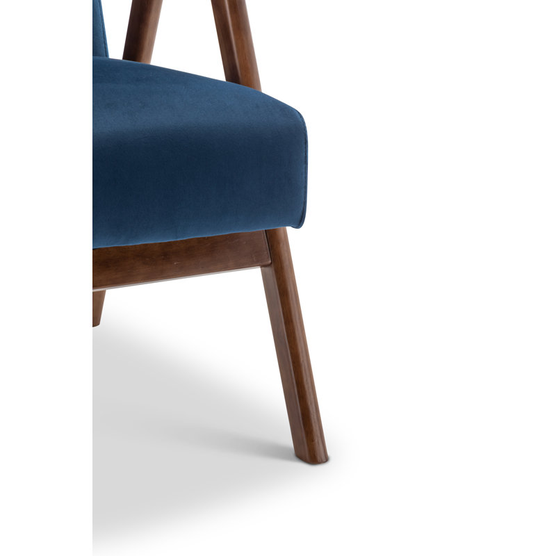 Gabar 75Cm Wide Classic Mid-Century Modern Armchair, Blue Velvet 