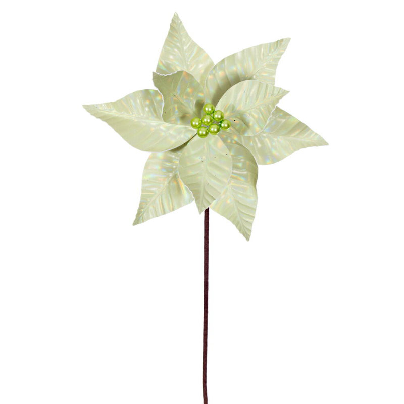 Tige de poinsettia iridescente 10 po x 20 po Il comprend trois pièces par sac., Vert