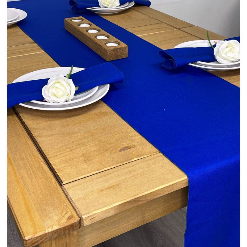 Sage Green Table Runner and Napkin Set - Small, Royal Blue, 35cm W x 248cm L