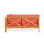 Red Bench With Wood Frame - To Weather And Water- Seat Covers Corner In Easy-Maintain Back Cushions