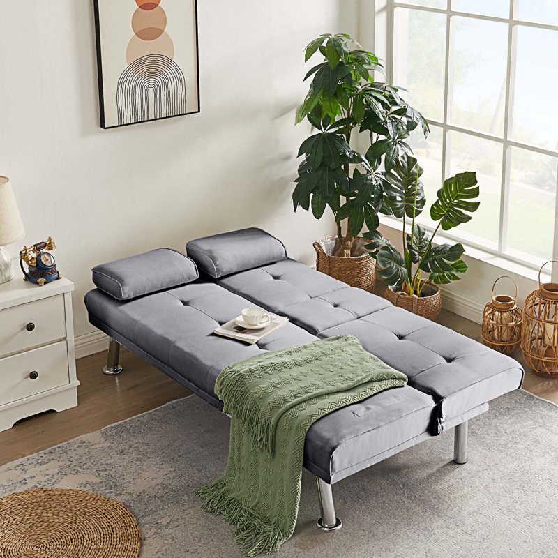 Canapé-lit 70,07 po Jodiann, Tissu gris pâle